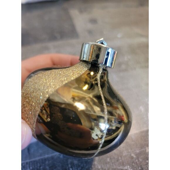 Pointed blown glass Brown glitter gold ornament Xmas decor - Picture 4 of 5